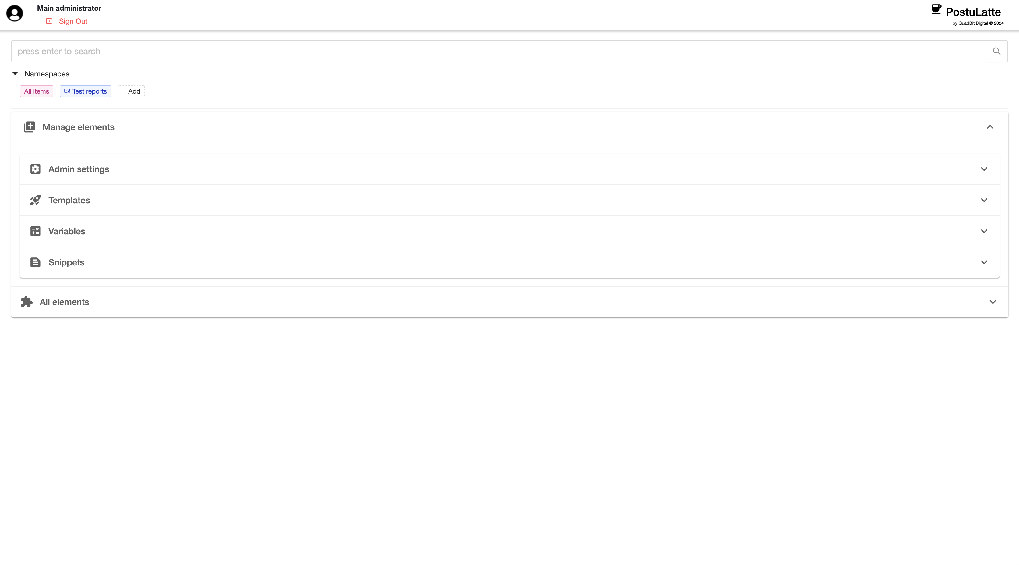  Step 1 - Open "Manage elements"