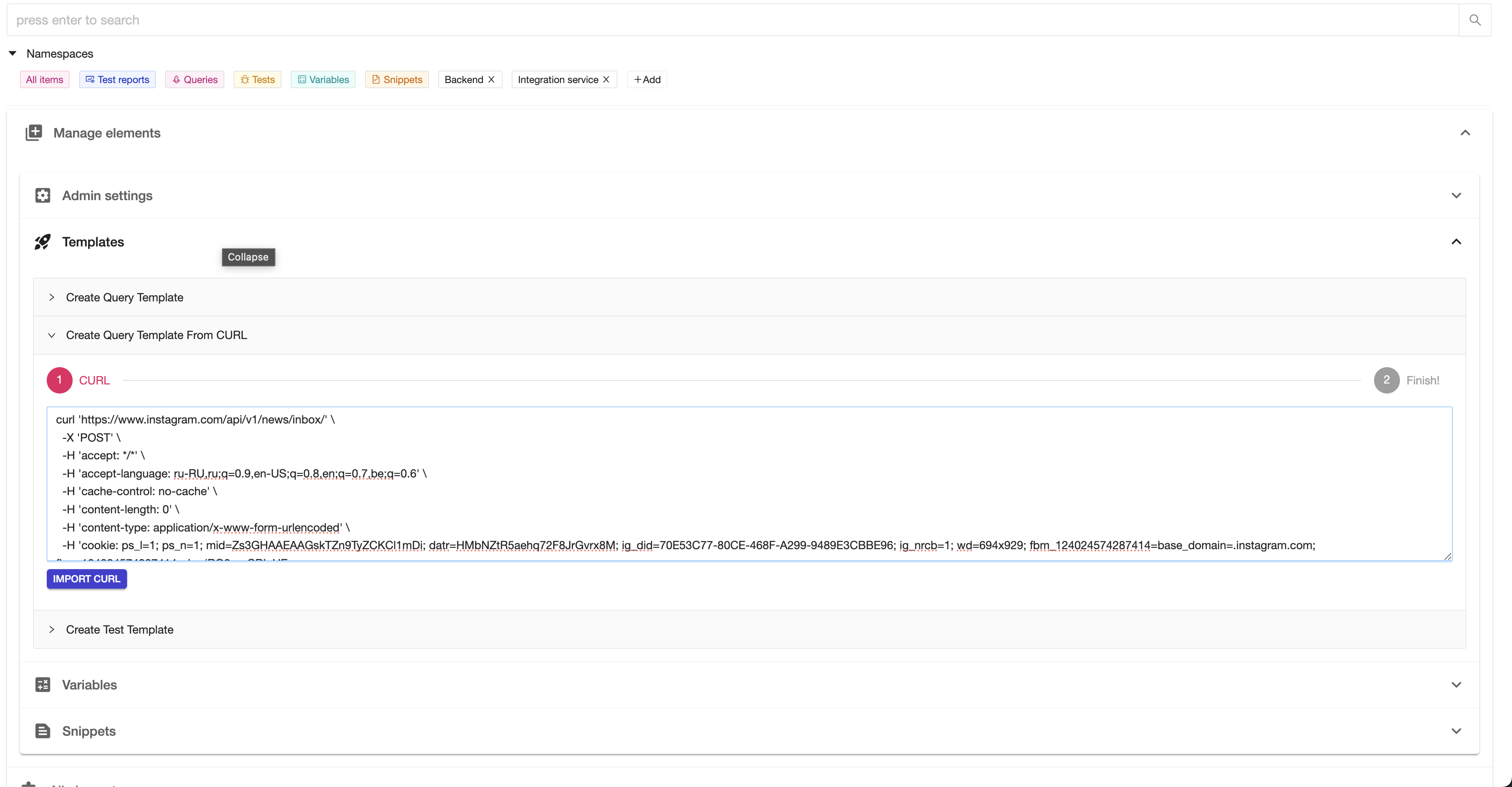 cUrl import in PostuLatte