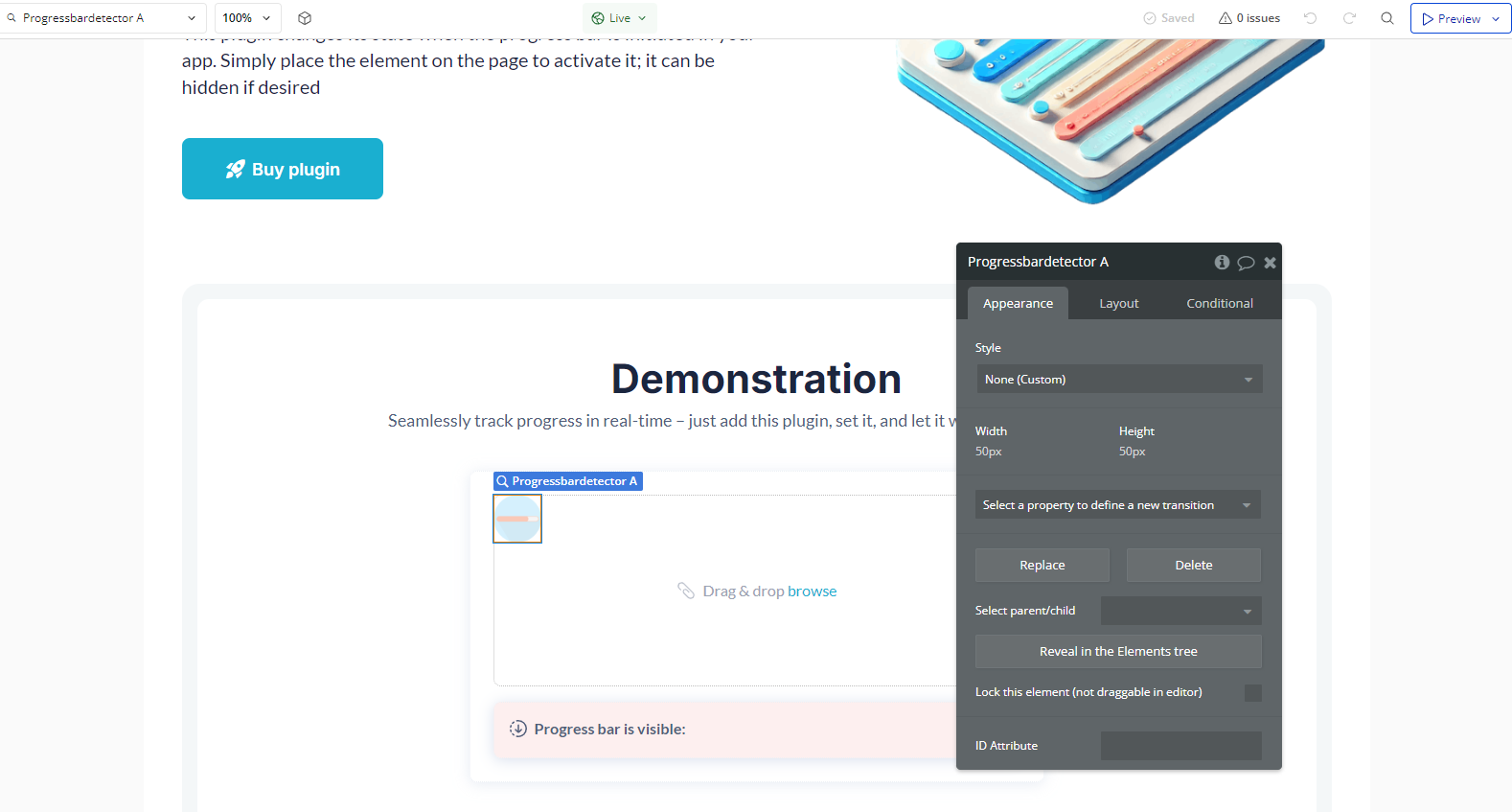 Element properties → Progress Bar Detector.