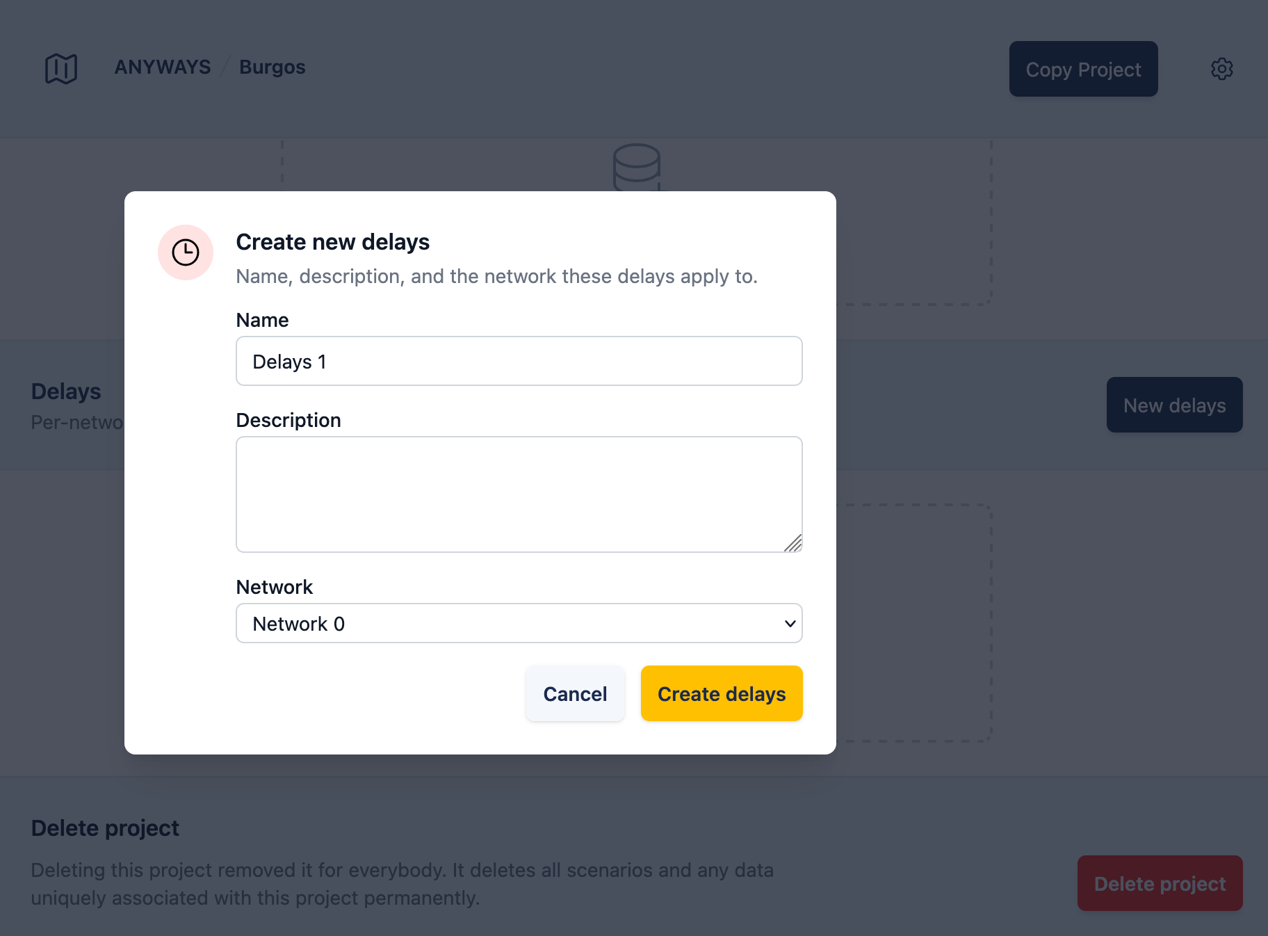 To create delays, click create delays. Optionally change name/description.
