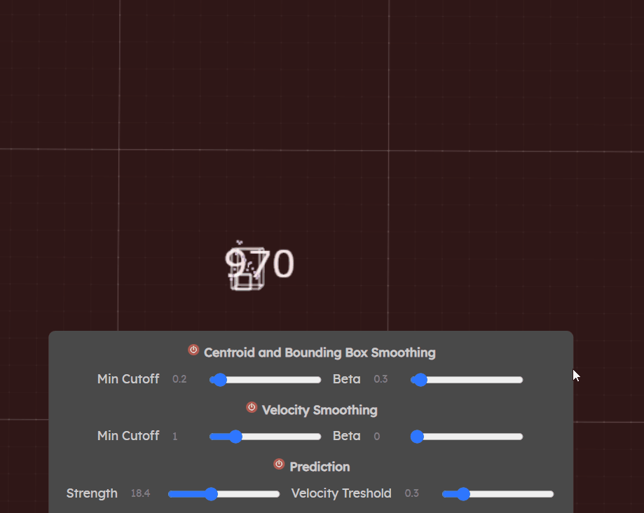 The box bounces off when the points stop: Prediction strength too high