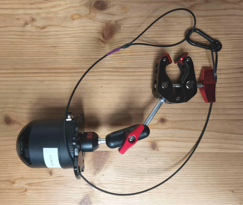 Mount used in temporary/event mode with mini magic arm and safety sling