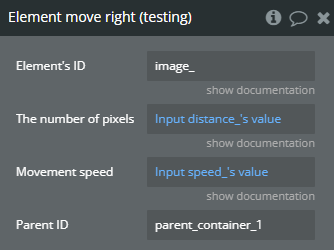 Workflow action → Element move right.