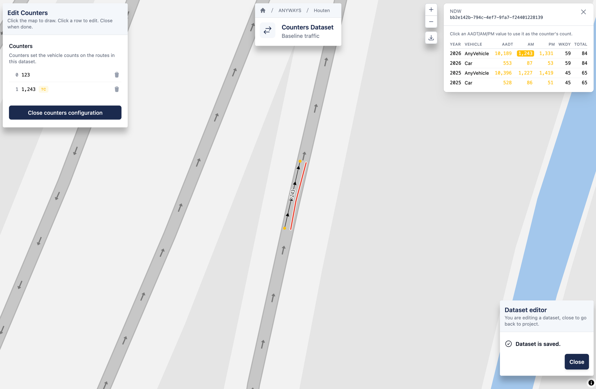A counter created from traffic counts from NDW in The Netherlands.