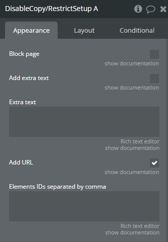 Element properties.