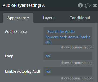 Audio Player Settings