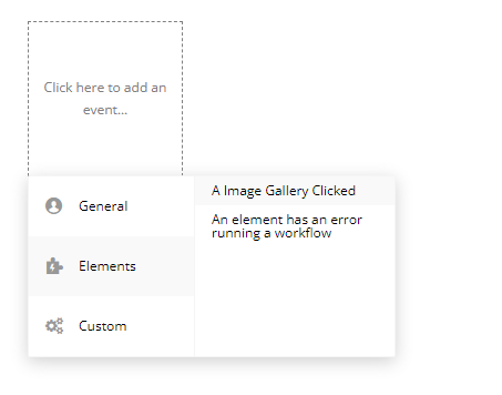 Workflow event → A Image Gallery Clicked.