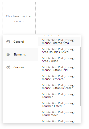 Workflows event → Detection Pad. 