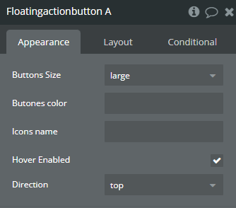 Element properties → Floating action button.