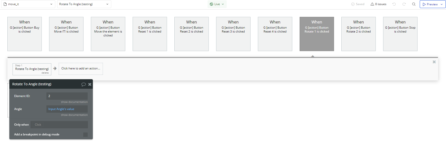 Workflow action → Rotate To Angle.