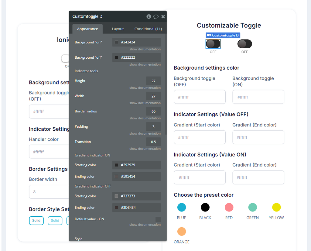 Element → Custom Toggle.