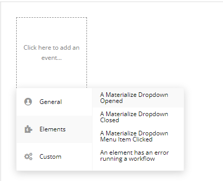 Workflow event → A Materialize Dropdown Opened.