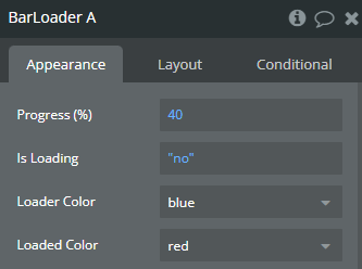 Element properties → Bar Loader.