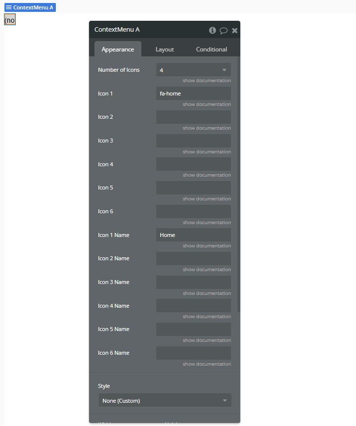 Element → Context Menu.