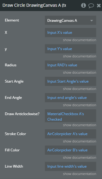 Workflow action → Draw Circle.