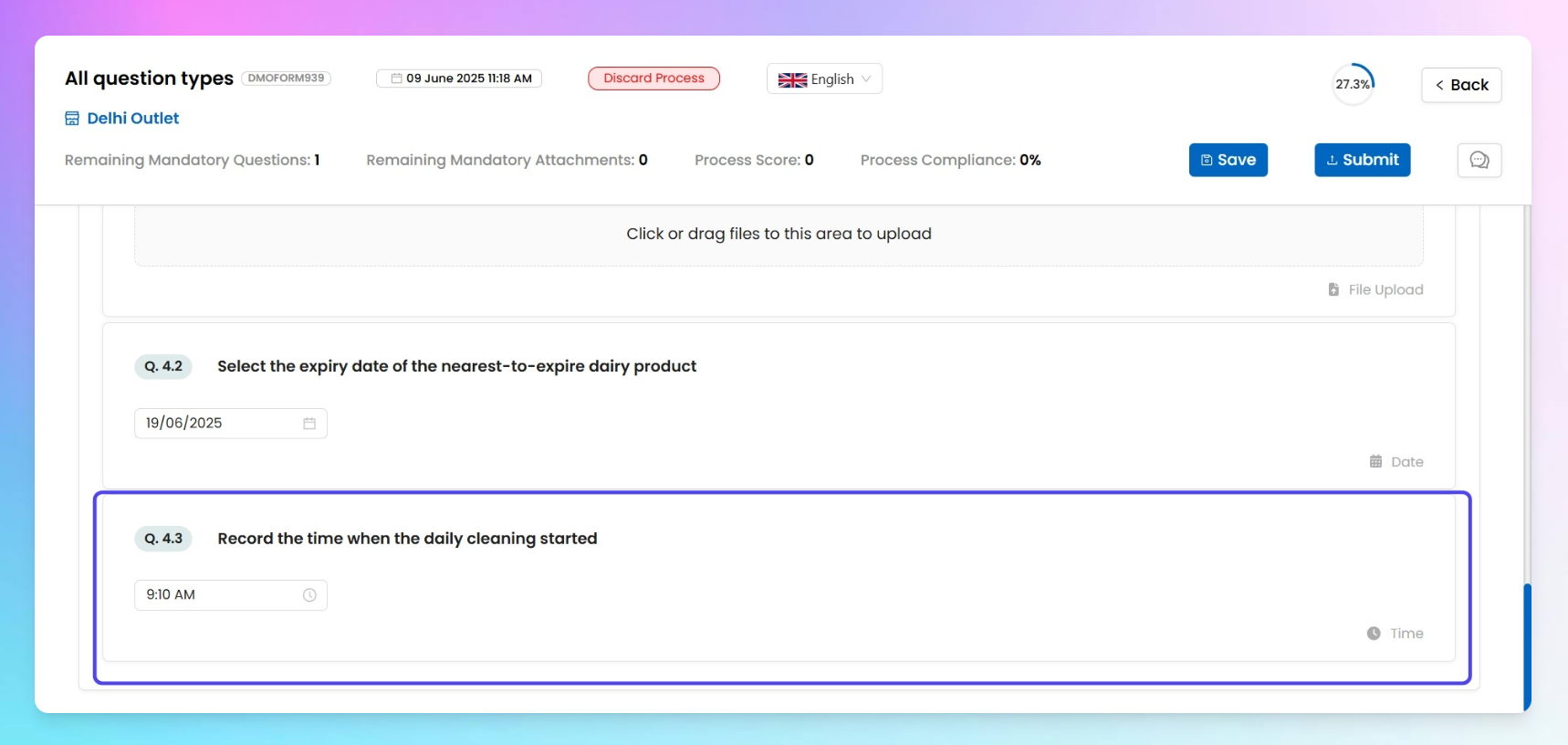 End-user view of the question