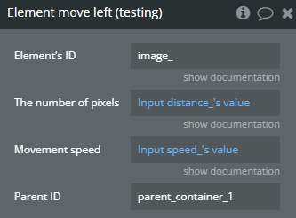 Workflow action → Element move left.