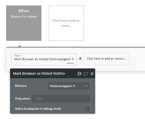 Workflow action → Mark Browser as Visited Visitinvestigator.