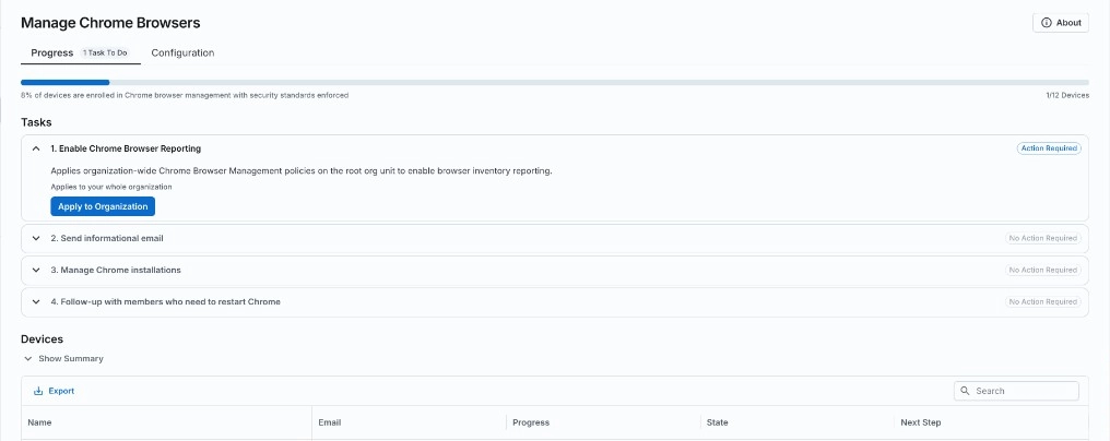 Enable Chrome Browser Reporting task