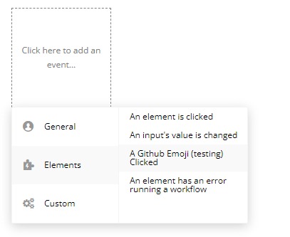 Workflow event → A GitHub Emoji Clicked.