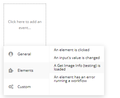 Workflow event → A Get Image Info Is Loaded.