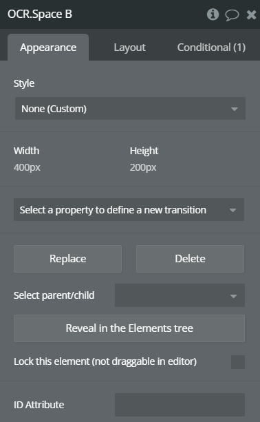 Element properties → OCR.Space.