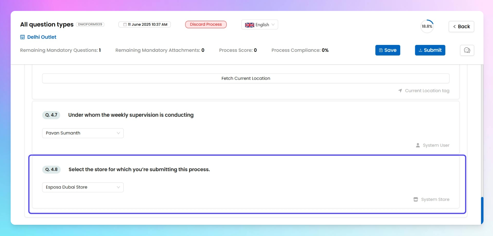 End-user view of the question