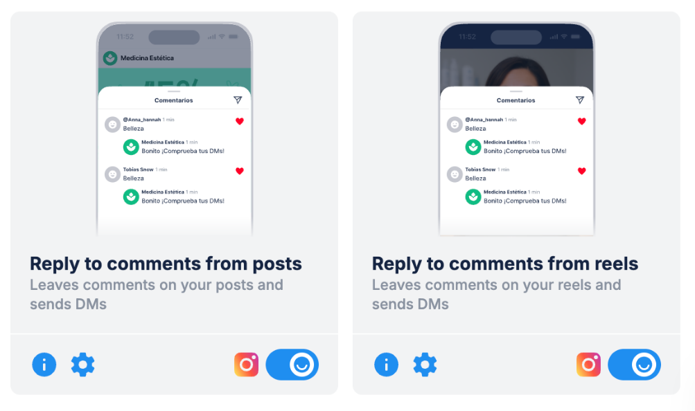 Instagram tasks: one for posts, one for reels