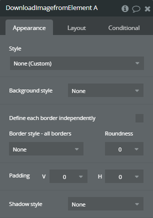 Element properties → Download Image from Element.