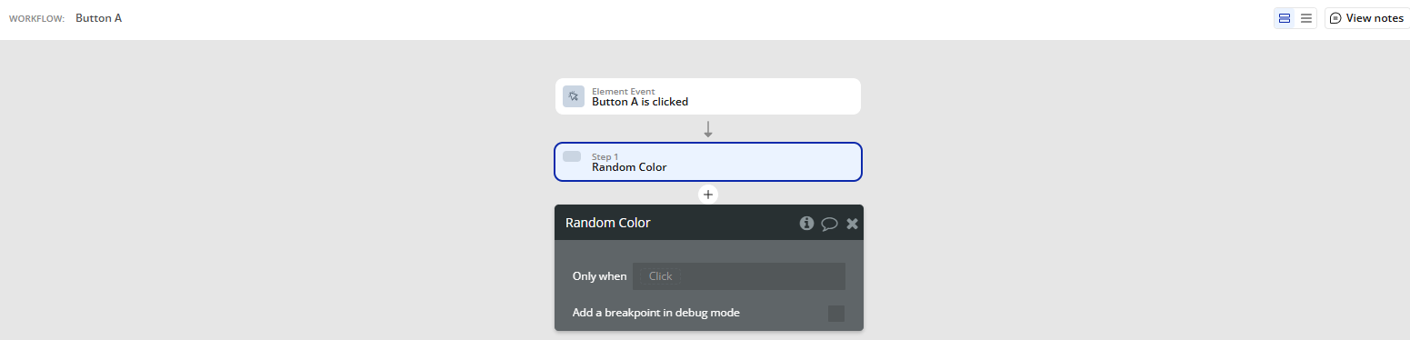 Workflow action → Random Color.