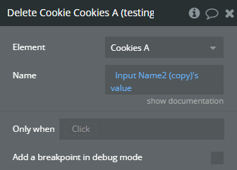 Workflow action → Delete Cookie.