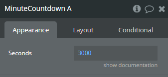 Element properties → Minute Countdown.