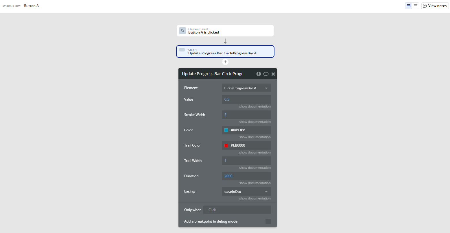 Workflow action → Update Progress Bar.