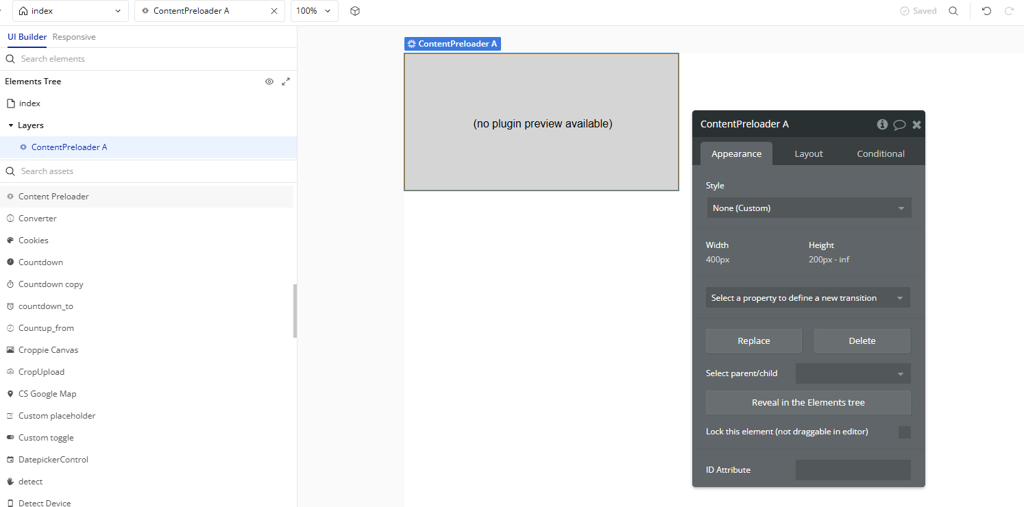 Element → Content Preloader