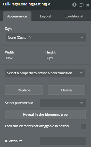 Element properties → Full-Page Loading.