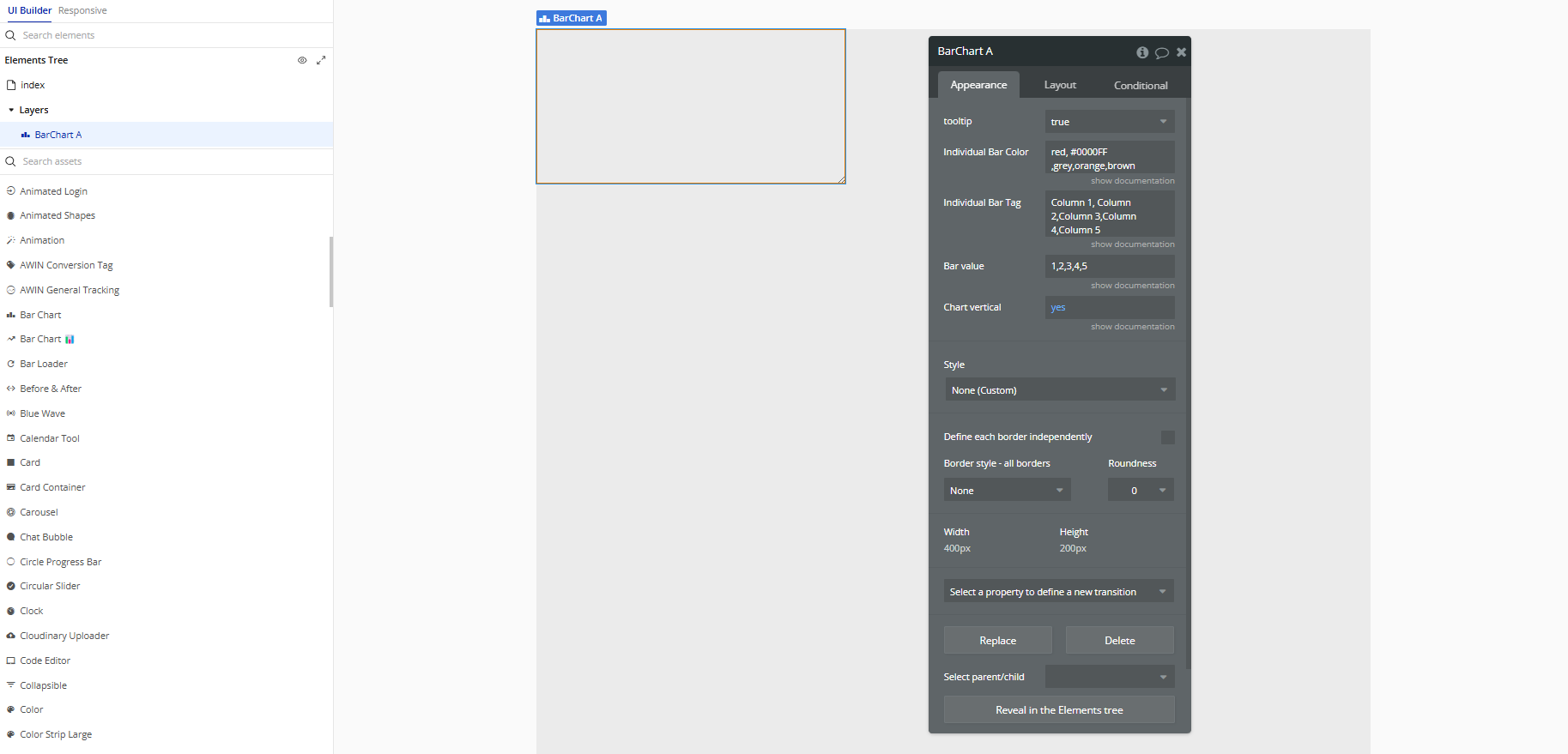 Element → Bar Chart.