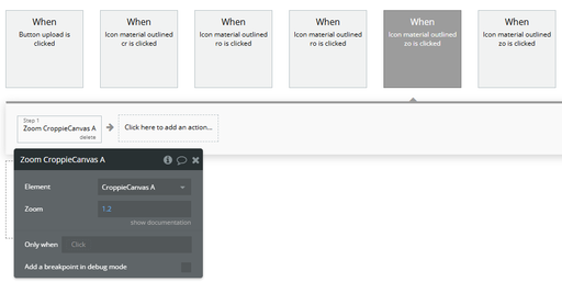 Workflow action → Zoom in A Croppie Canvas