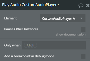 Workflow action → Play Audio.