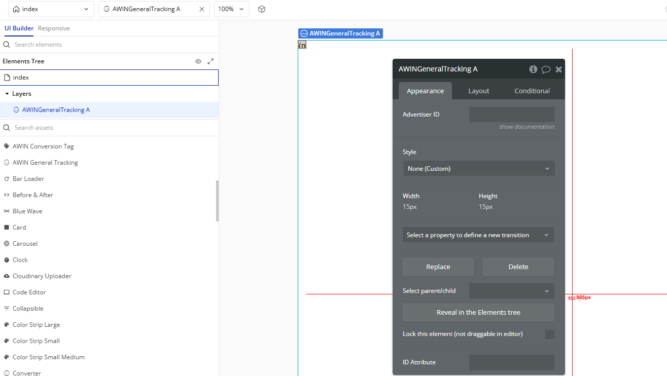 Element → AWIN General Tracking.