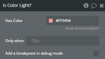 Workflow action → Is Color Light?.
