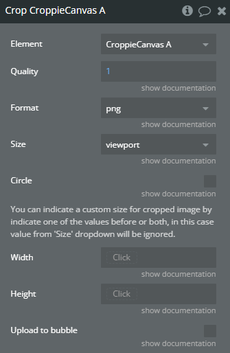 Workflow action → Crop.