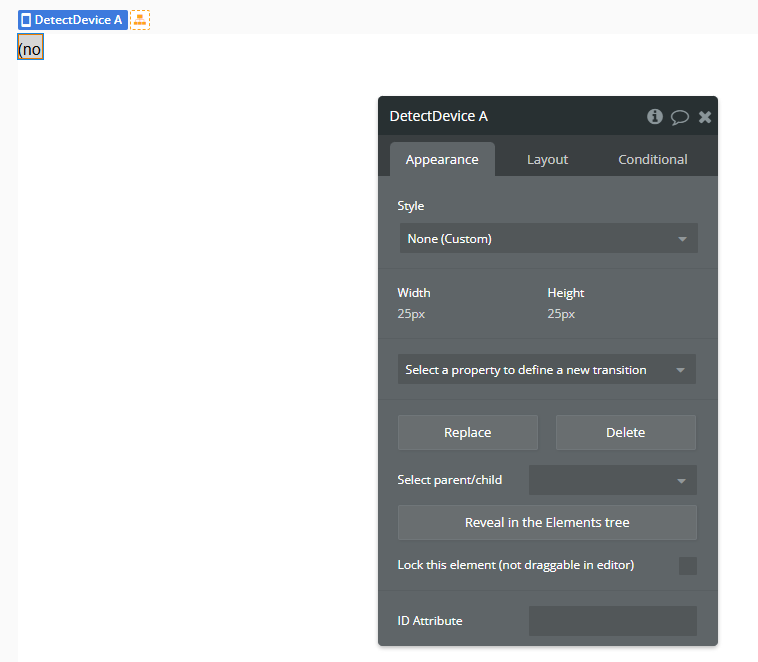 Element → Detect Device.