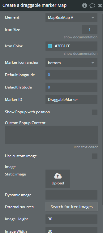 Workflow action → Create A Draggable Marker.