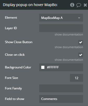 Workflow action → Display Popup On Hover