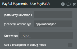 Plugin Action → Use PayPal Action Link.