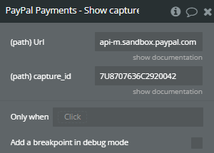 Plugin Action → Show captured payment details.