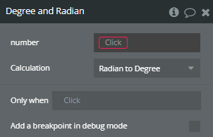 Workflow action → Degree and Radian.