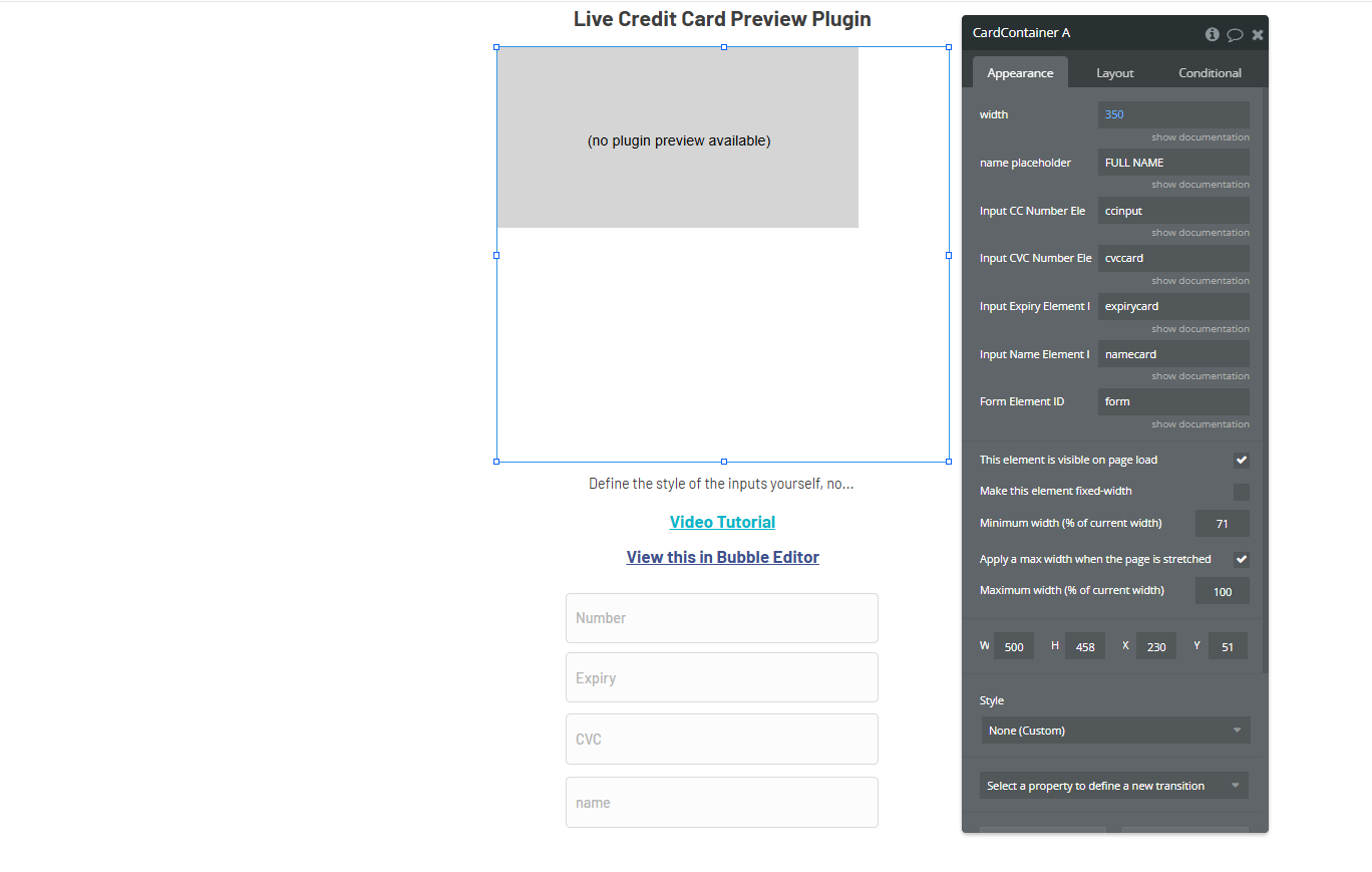Element → Card Container.