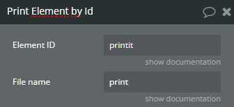 Workflow action → Print Element By ID.