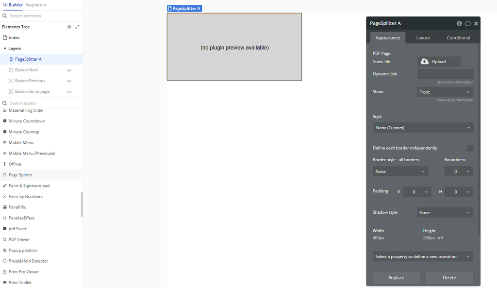 Element → Page Splitter.